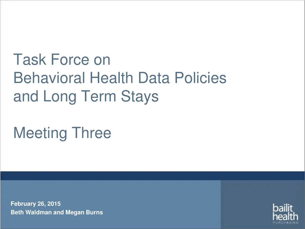 task force on behavioral health data policies