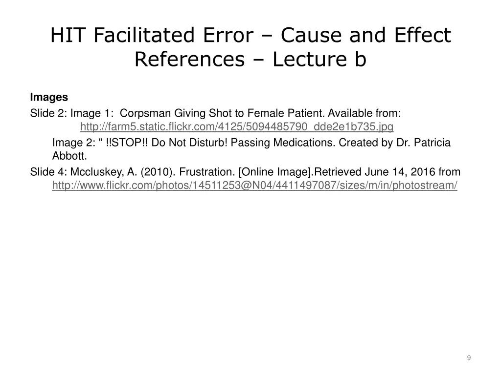 hit facilitated error cause and effect references 1