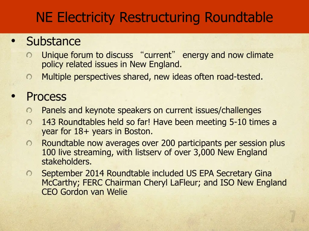 ne electricity restructuring roundtable