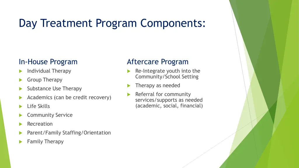 day treatment program components