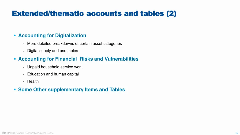 extended thematic accounts and tables 2 extended