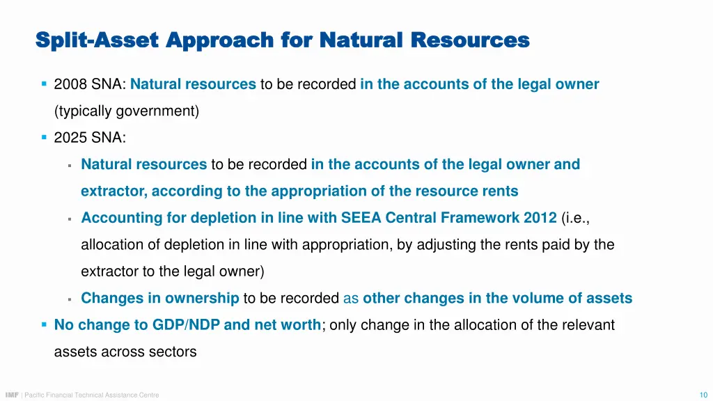 split split asset approach for natural resources