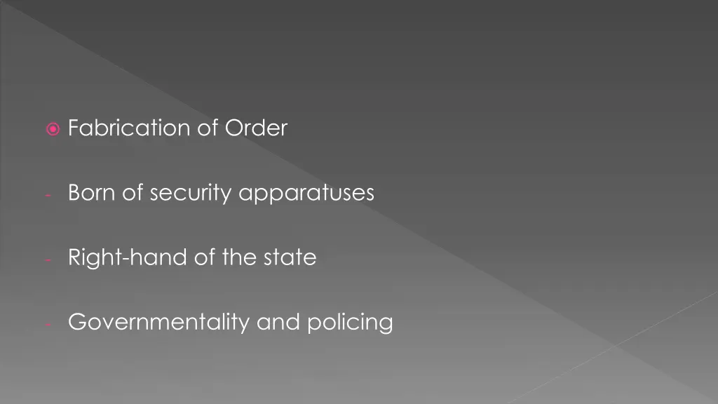 fabrication of order