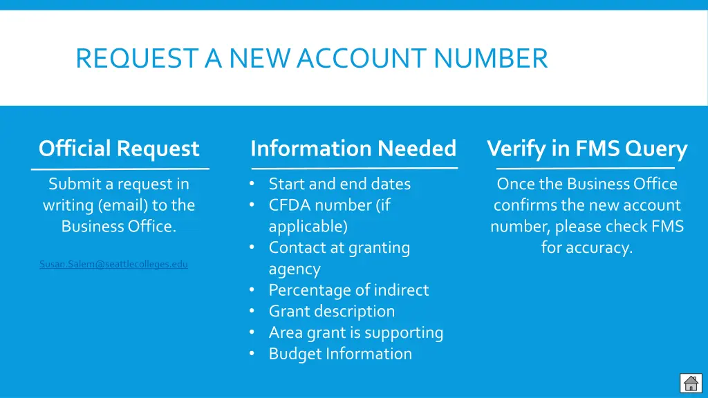 request a new account number
