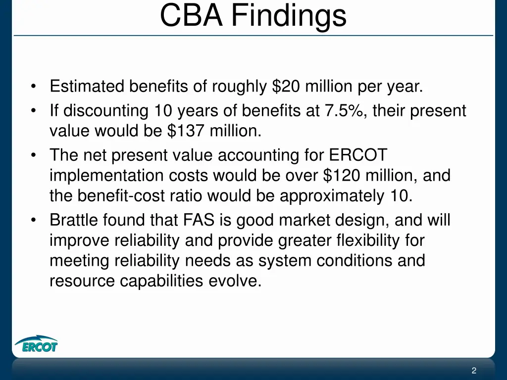 cba findings