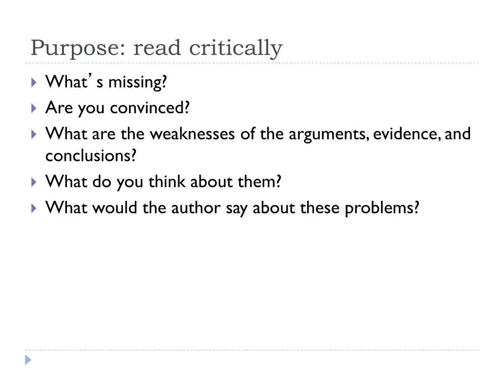 purpose read critically