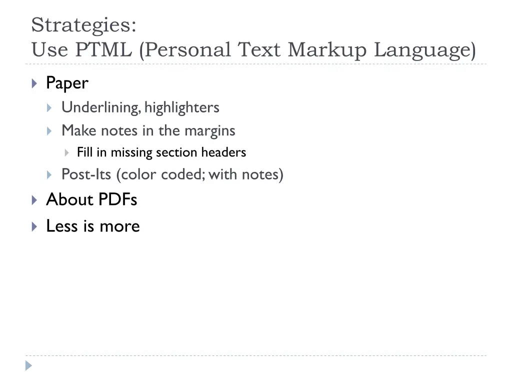 strategies use ptml personal text markup language