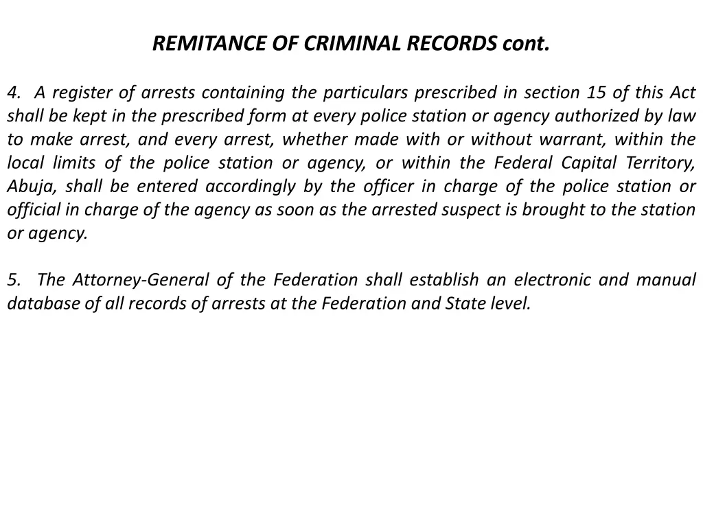 remitance of criminal records cont