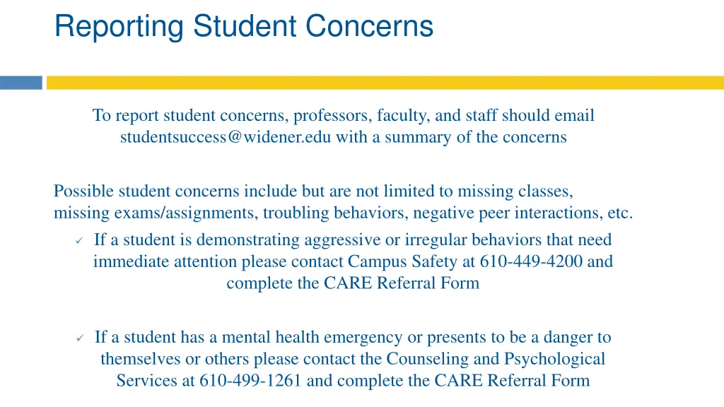 reporting student concerns