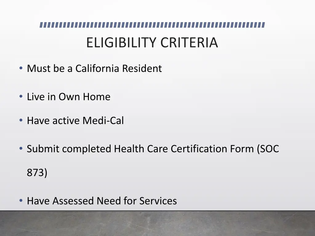 eligibility criteria