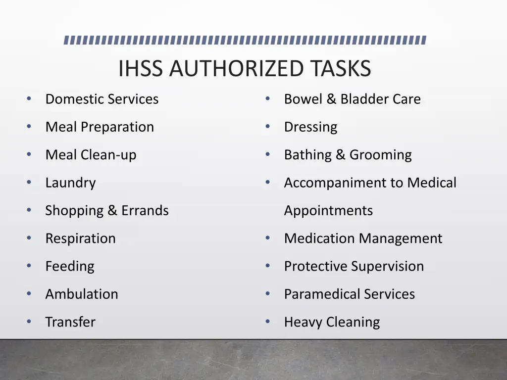 ihss authorized tasks domestic services