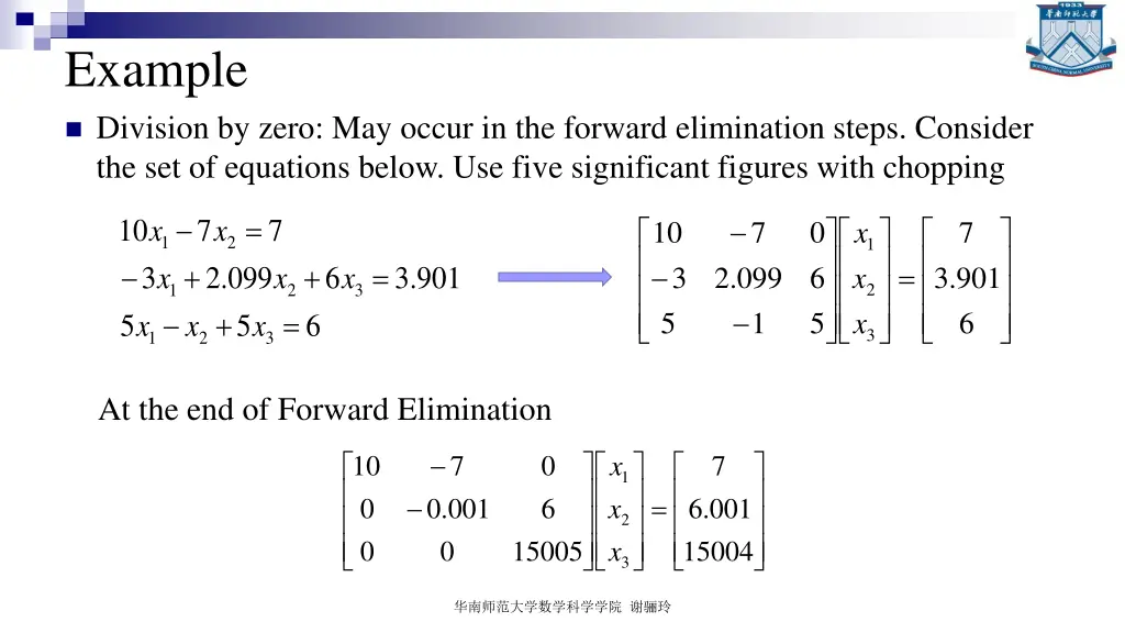 example division by zero may occur in the forward
