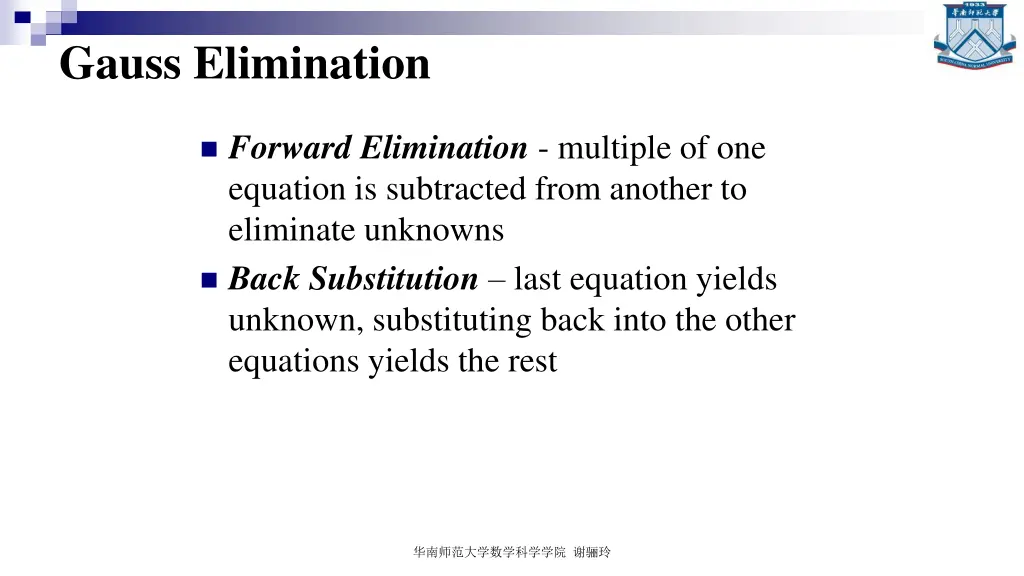 gauss elimination