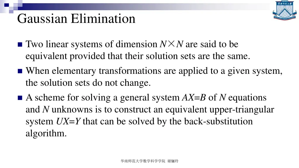 gaussian elimination
