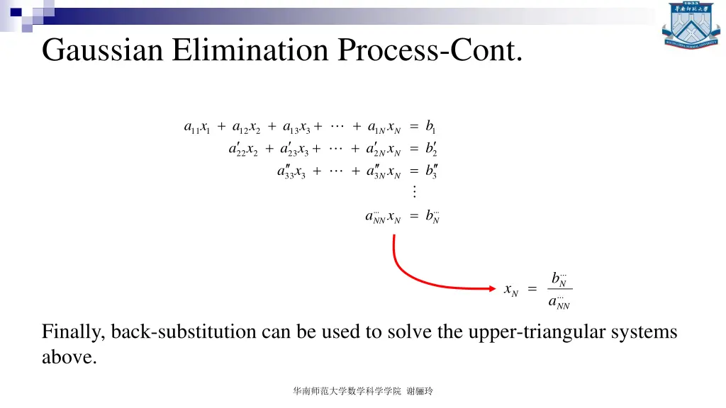 gaussian elimination process cont 2