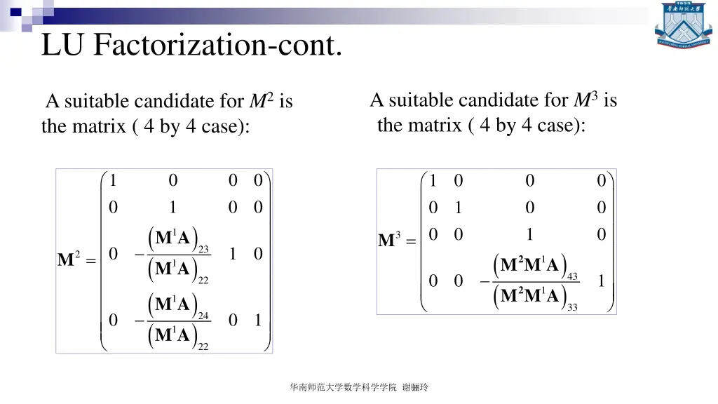 lu factorization cont