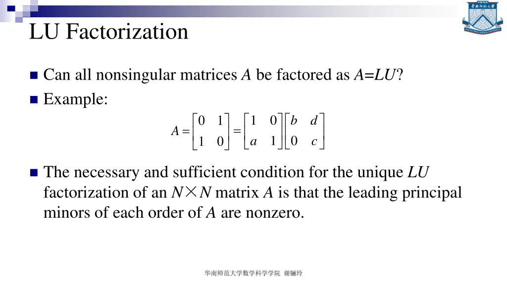 lu factorization