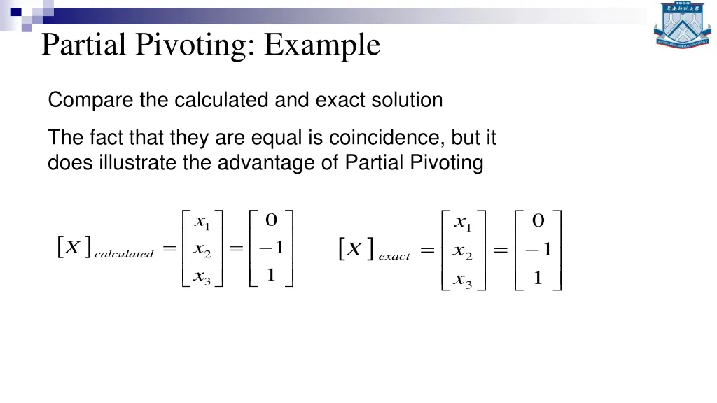 partial pivoting example 4