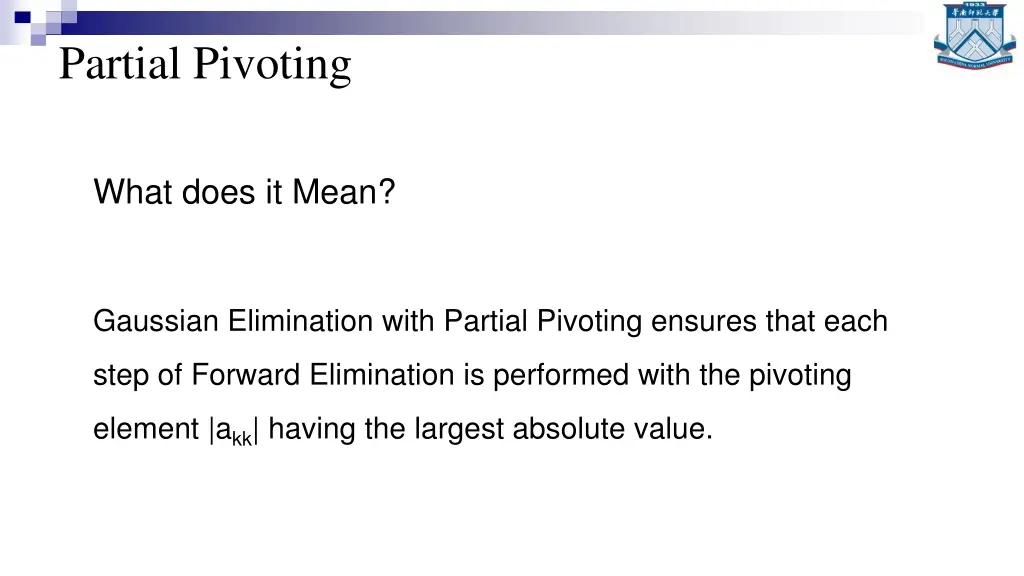partial pivoting