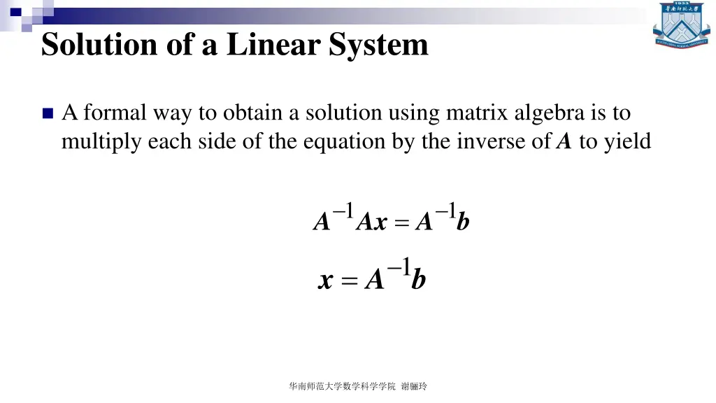 solution of a linear system