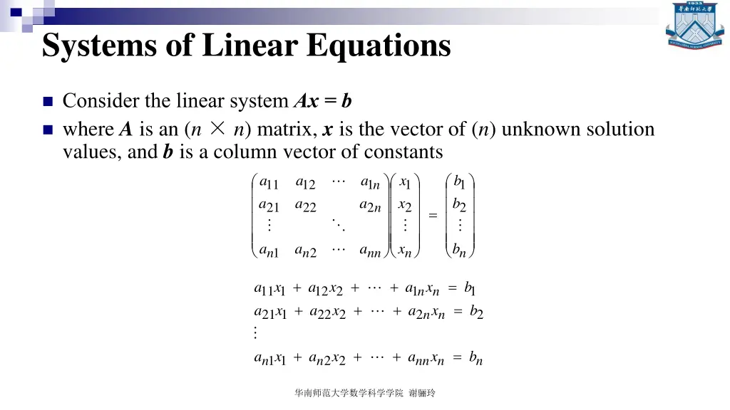systems of linear equations