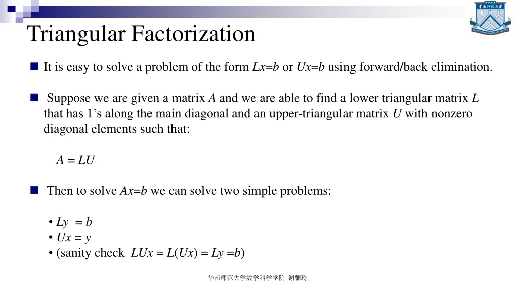 triangular factorization