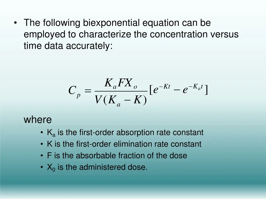 the following biexponential equation