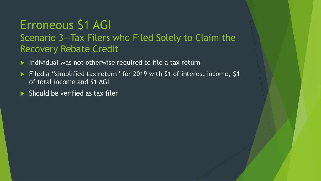 erroneous 1 agi scenario 3 tax filers who filed