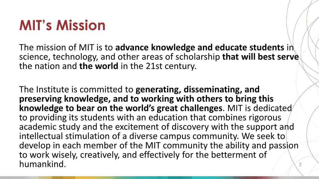 mit s mission