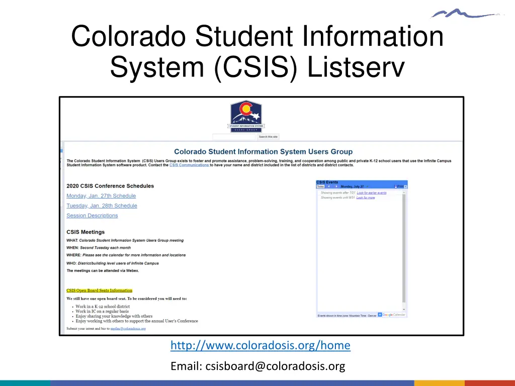 colorado student information system csis listserv