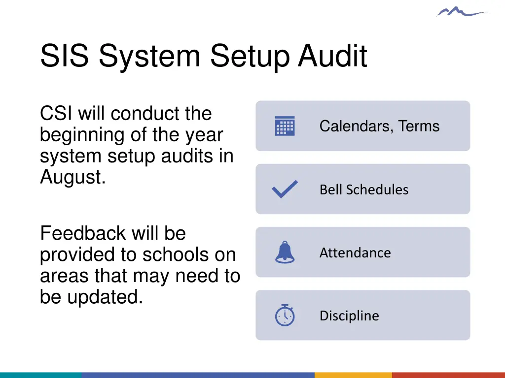 sis system setup audit