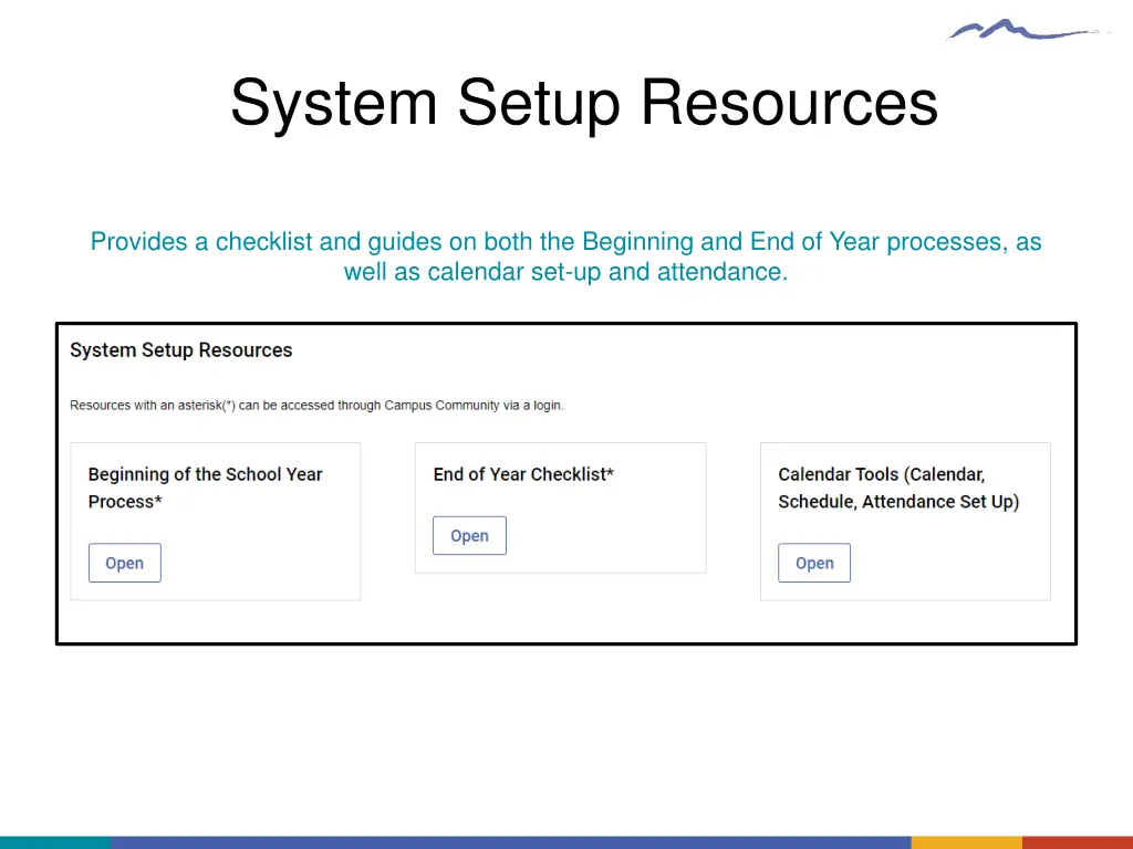 system setup resources