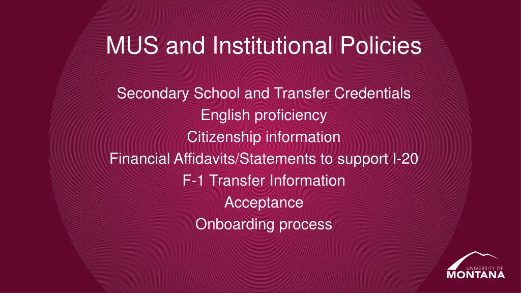 mus and institutional policies