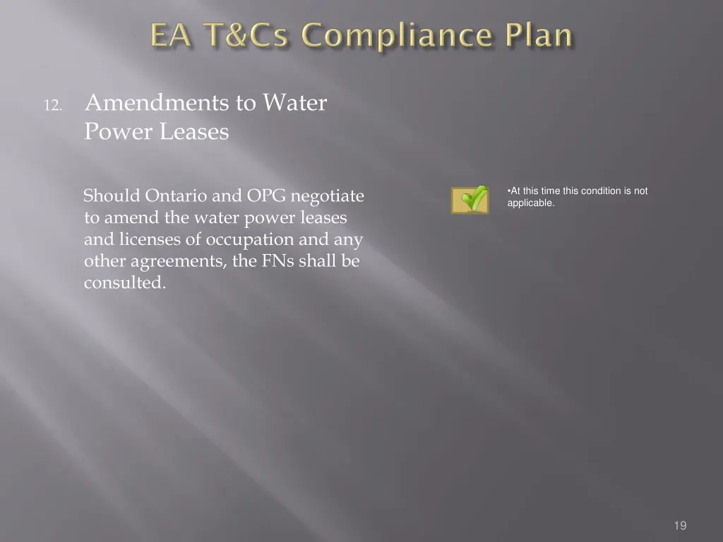12 amendments to water power leases should
