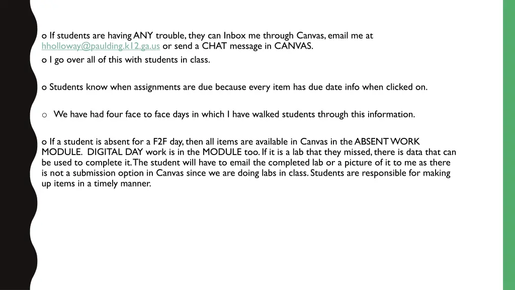 o if students are having any trouble they