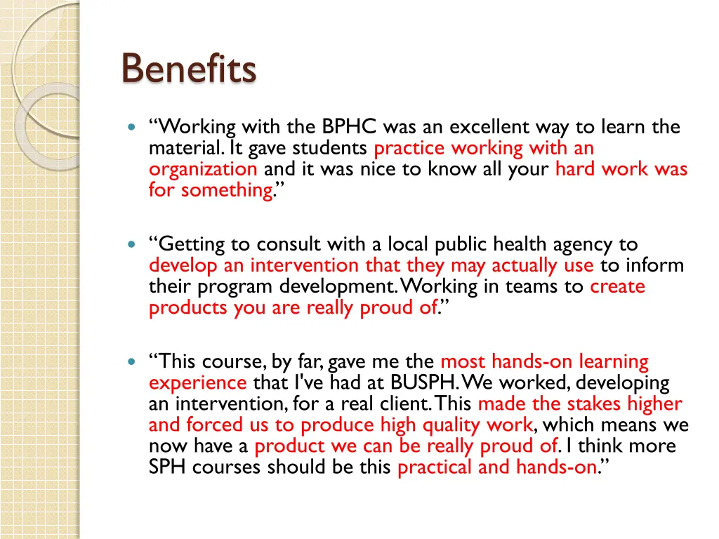 benefits