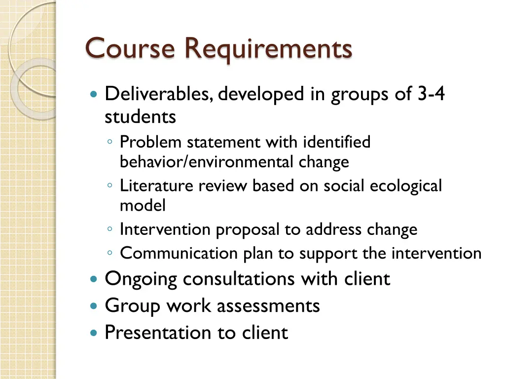 course requirements