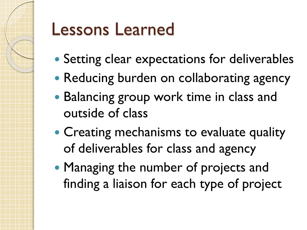 lessons learned 1