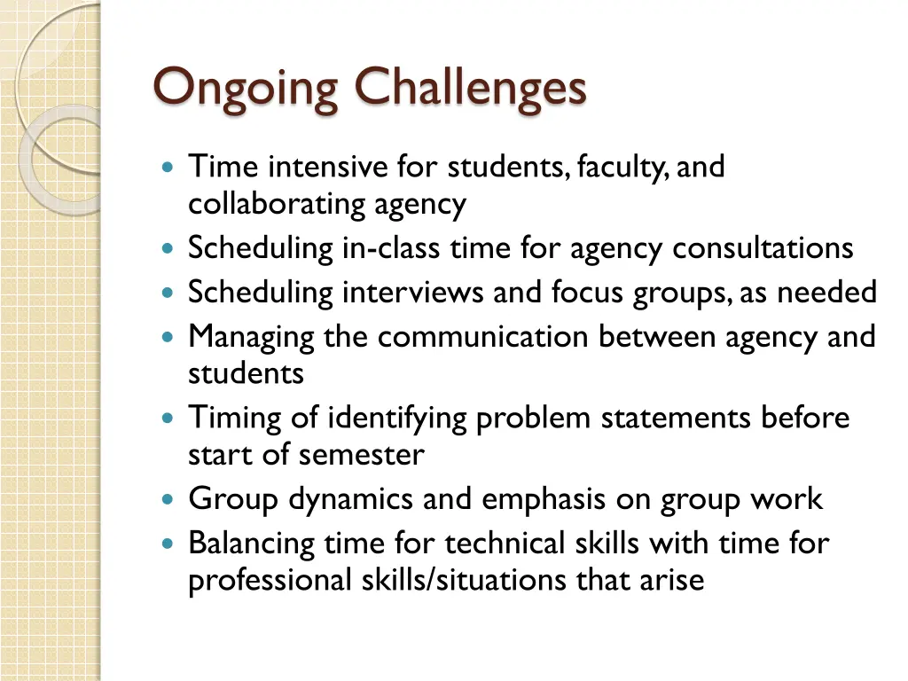 ongoing challenges