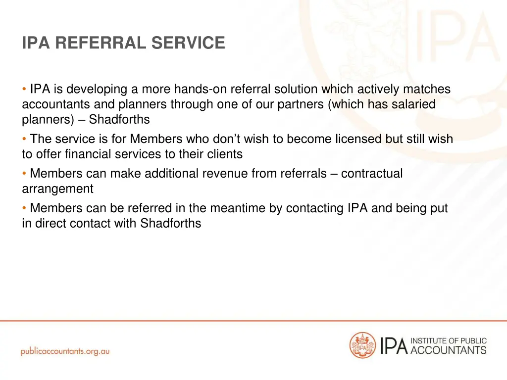 ipa referral service