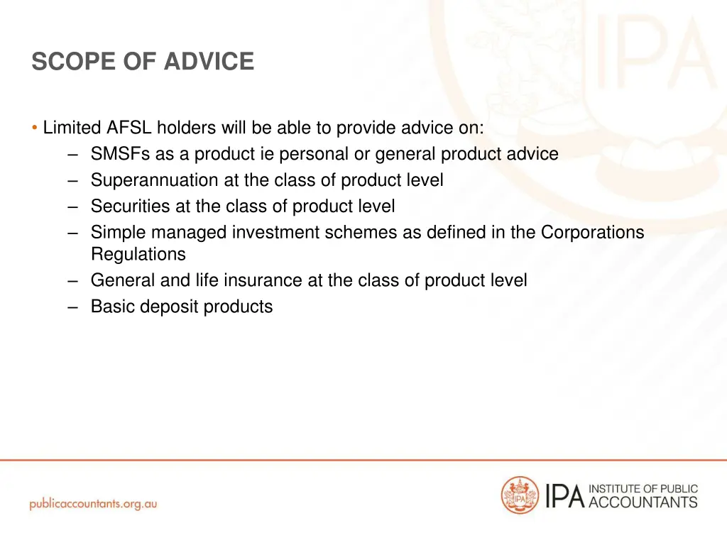 scope of advice