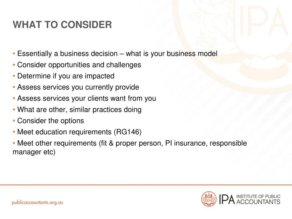 what to consider