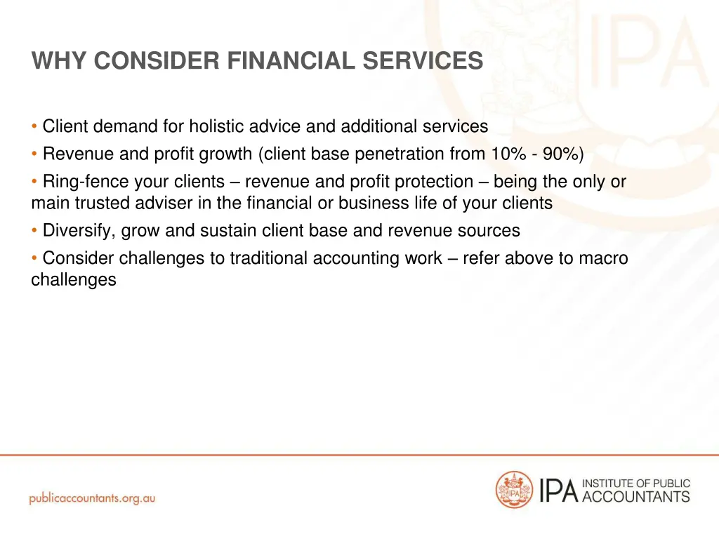why consider financial services