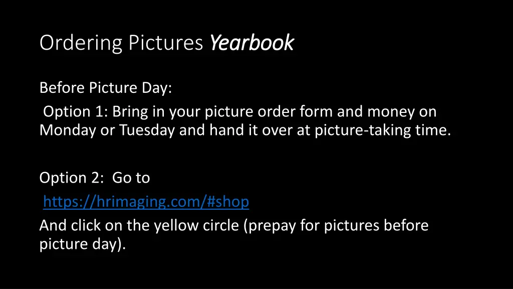 ordering pictures yearbook
