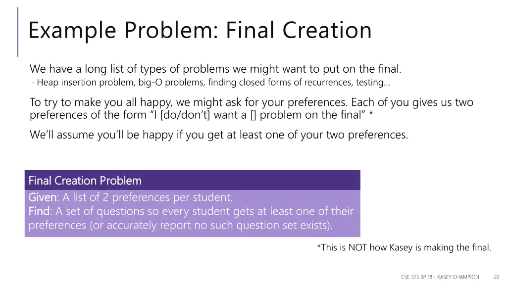 example problem final creation