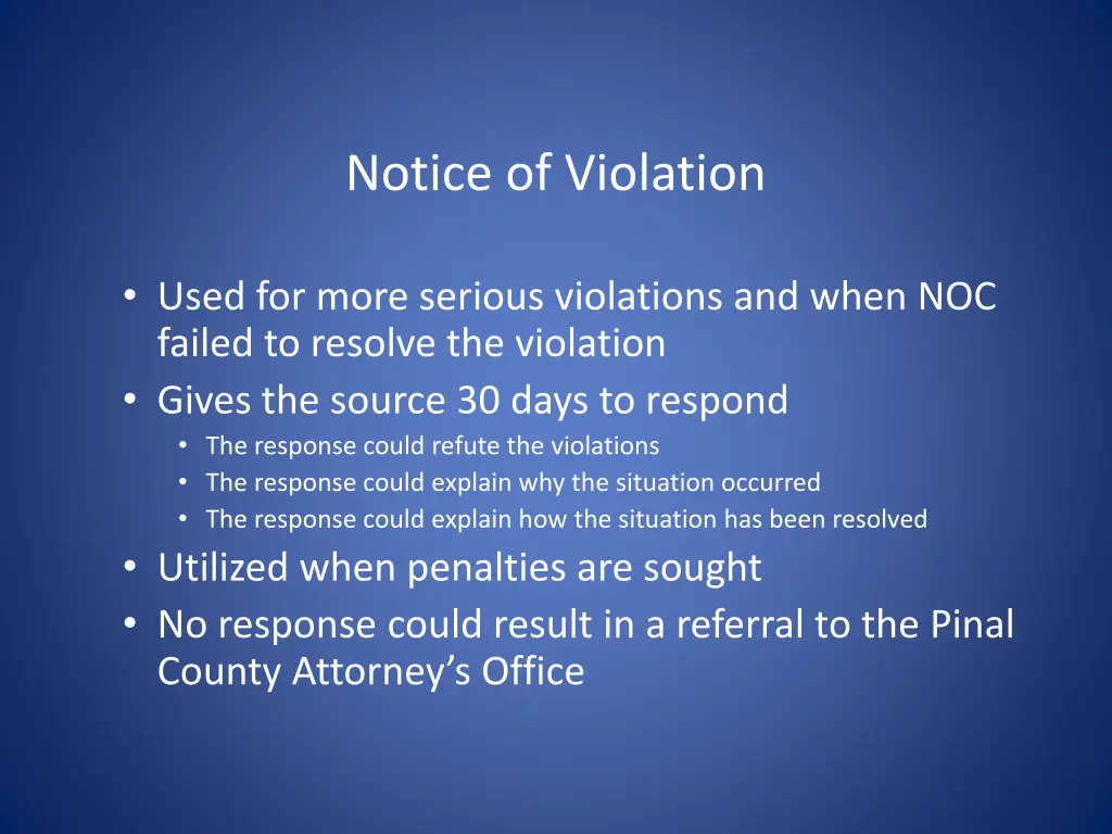 notice of violation