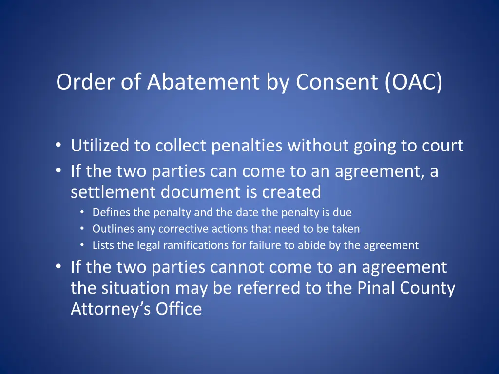 order of abatement by consent oac
