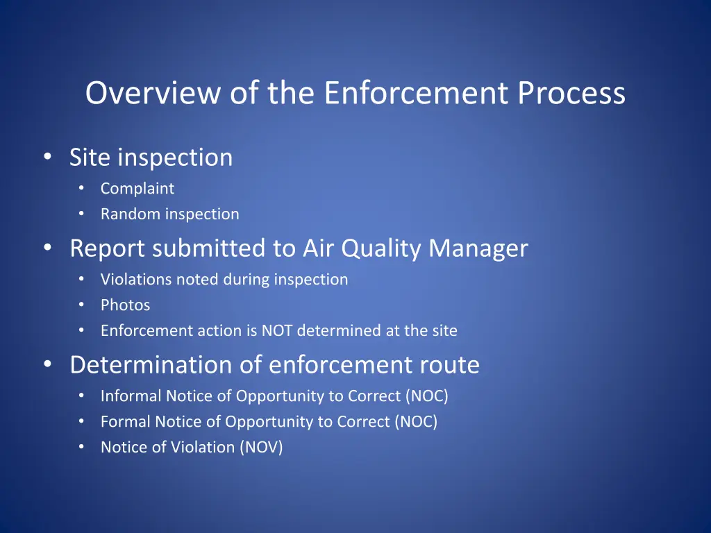 overview of the enforcement process
