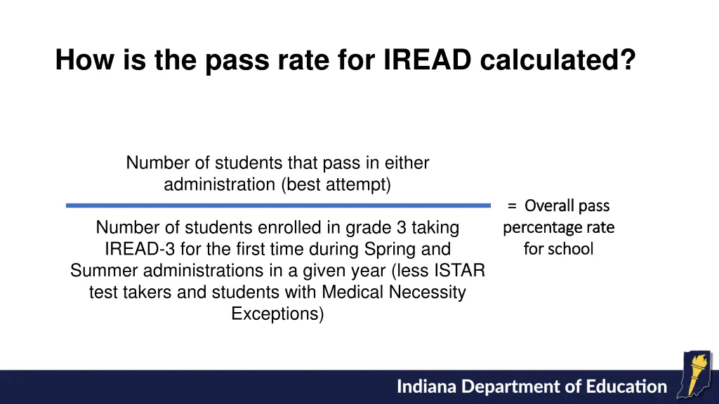 how is the pass rate for iread calculated