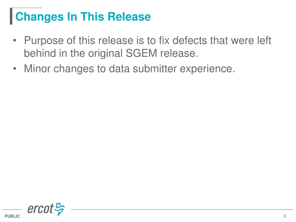 changes in this release